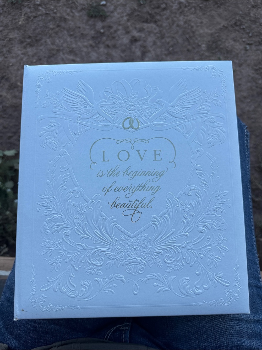 Hallmark White Embossed Love Keepsake Binder with Gold Foil